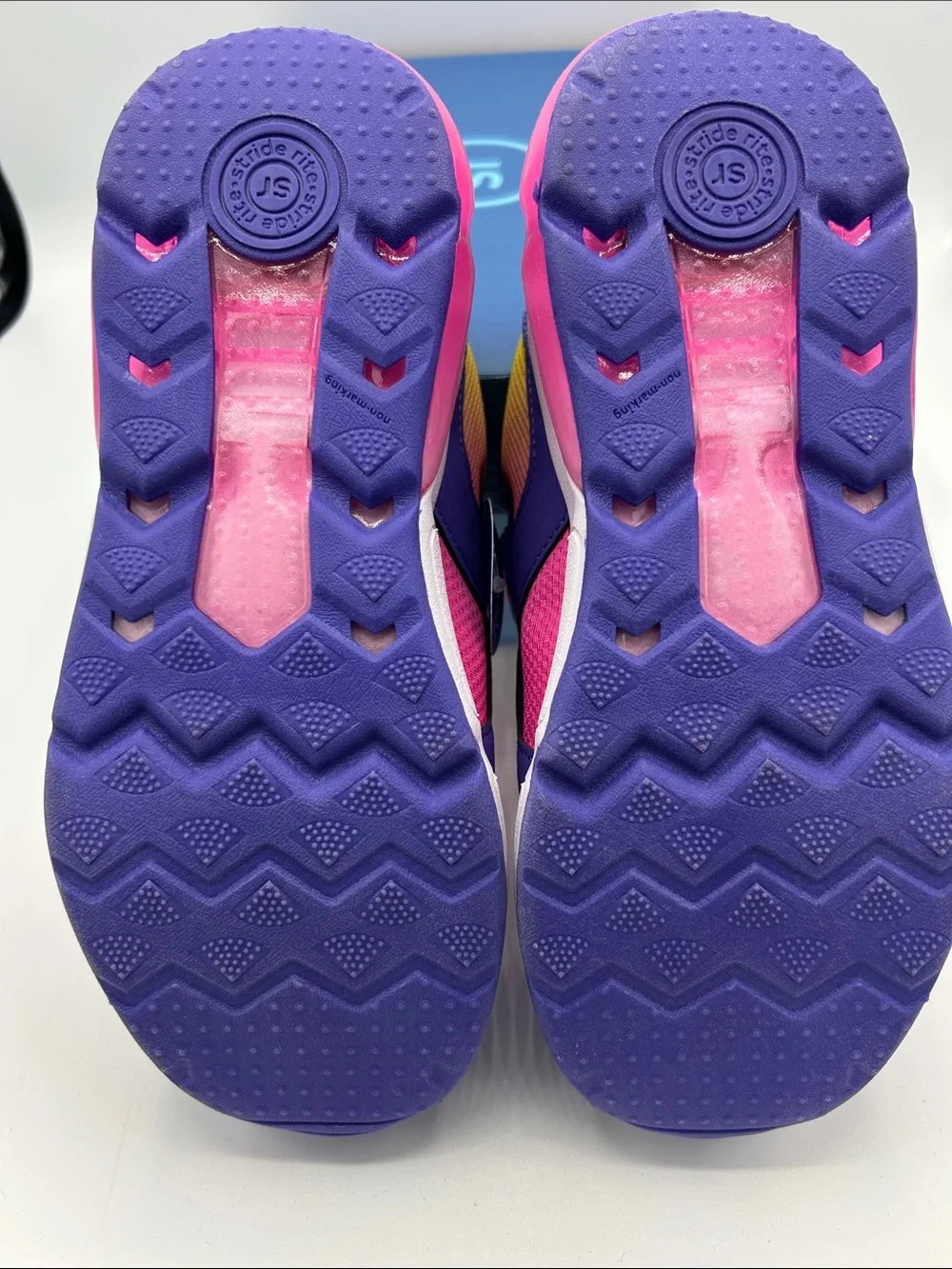 Stride Rite Girls Purple Pink Neon Yellow light up Sneakers 2 M width